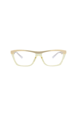 Bottega Veneta BV1133O Brushed Light Gold/Transparent Beige Eyeglasses-AmbrogioShoes