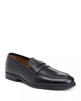 Bruno Magli Flavio black tumbled leather penny loafer.