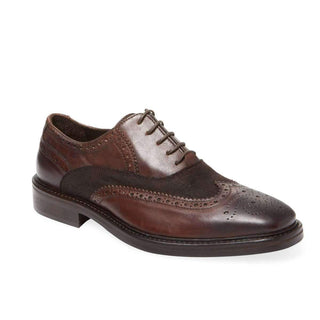 Bruno Magli Luxury Italian Handcrafted Billy Mens Shoes Brown Calfskin & Suede Oxfords (BMS1006)-AmbrogioShoes