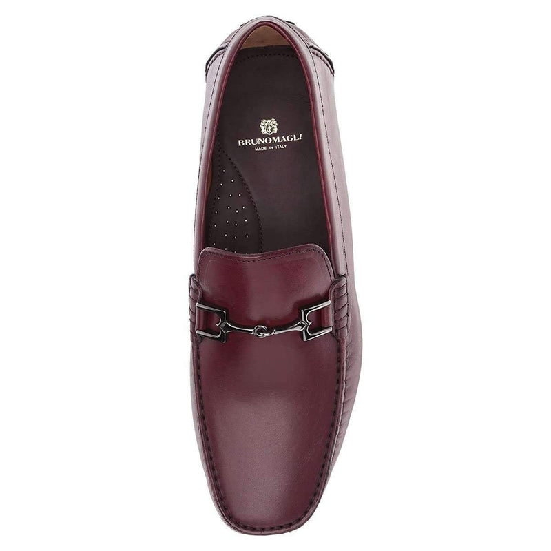 Bruno Magli Luxury Italian Handcrafted Monza Mens Shoes Burgundy Suede Moccasins (BMS1001)-AmbrogioShoes