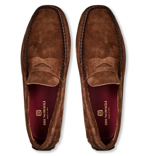 Bruno Magli Taranto Men's Shoes Suede Leather Moccasin Penny Driver (BM1067)-AmbrogioShoes