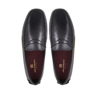 Bruno Magli Taranto Men's Shoes Tumbled Calf-Skin Leather Moccasin Penny Driver (BM1068)-AmbrogioShoes