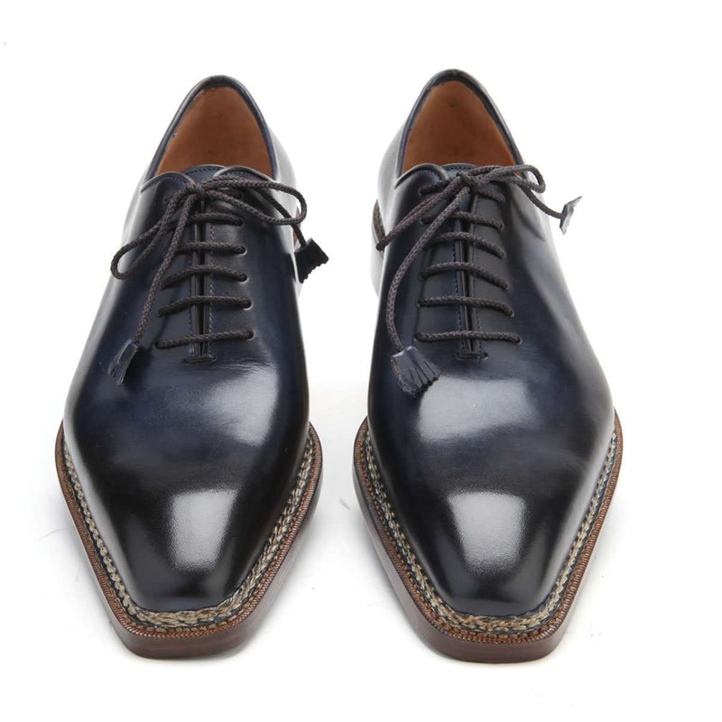 Caporicci Men's Luxury Italian Shoes Blue Calfskin Oxfords ART1400 (CAP1037)-AmbrogioShoes