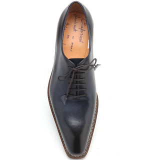 Caporicci 1400 Men's Luxury Italian Designer Shoes Blue Calf-Skin Leather Oxfords (CAP1037)-AmbrogioShoes