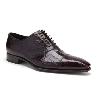 Caporicci 201 Men's Luxury Italian Designer Shoes Burgundy Baby Alligator Oxfords (CAP1001)-AmbrogioShoes