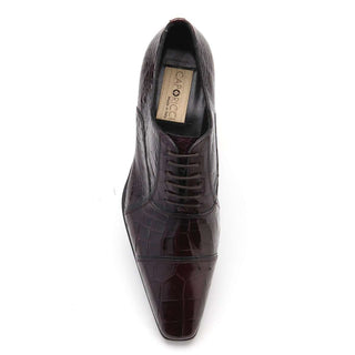 Caporicci 201 Men's Luxury Italian Designer Shoes Burgundy Baby Alligator Oxfords (CAP1001)-AmbrogioShoes