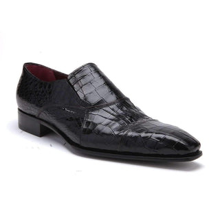 Caporicci 202 Men's Luxury Italian Designer Shoes Black Alligator Cap-Toe Loafers (CAP1002)-AmbrogioShoes