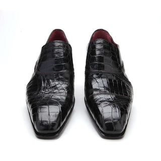 Caporicci 202 Men's Luxury Italian Designer Shoes Black Alligator Cap-Toe Loafers (CAP1002)-AmbrogioShoes