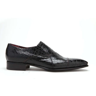 Caporicci 202 Men's Luxury Italian Designer Shoes Black Alligator Cap-Toe Loafers (CAP1002)-AmbrogioShoes