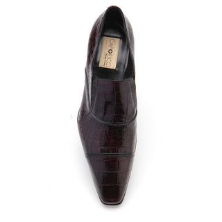 Caporicci 202 Men's Luxury Italian Designer Shoes Burgundy Alligator Cap-Toe Loafers (CAP1003)-AmbrogioShoes