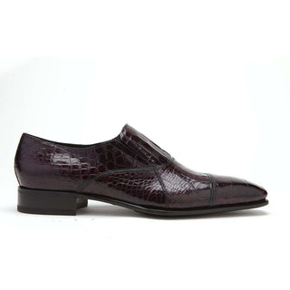 Caporicci 202 Men's Luxury Italian Designer Shoes Burgundy Alligator Cap-Toe Loafers (CAP1003)-AmbrogioShoes