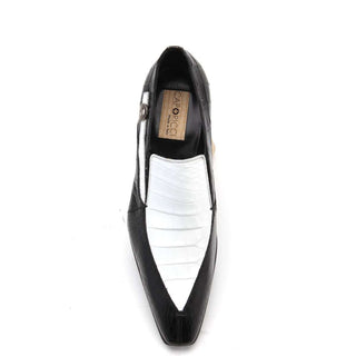 Caporicci 203 Men's Luxury Italian Designer Shoes Black & White Alligator Loafers (CAP1006)-AmbrogioShoes