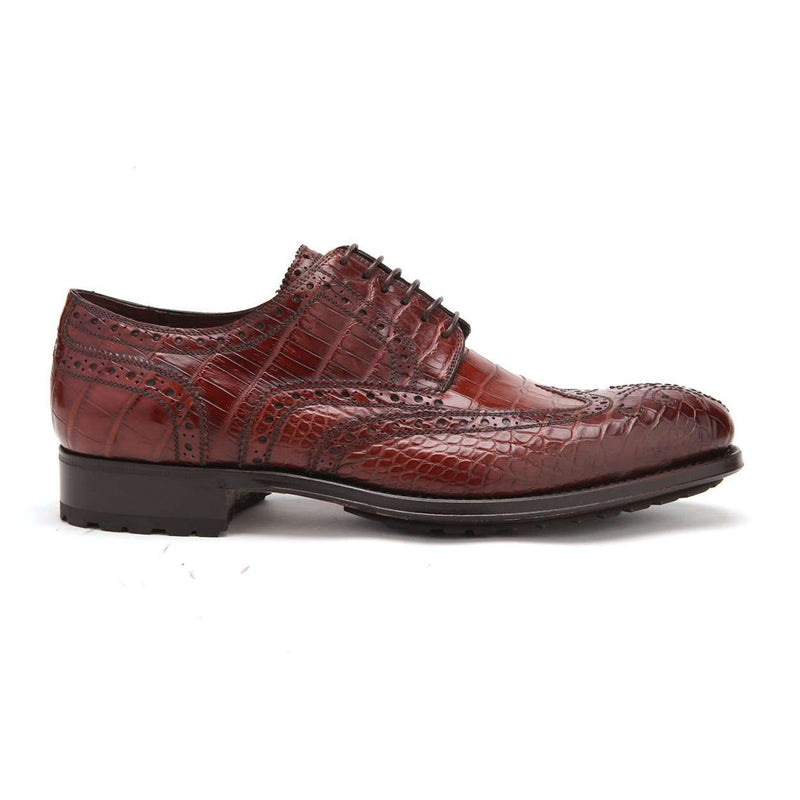 Caporicci Men's Luxury Italian Shoes 3318 Alligator Sport Rust Brown Oxfords (CAP1116)-AmbrogioShoes