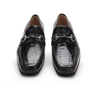 Caporicci 9872 Men's Luxury Italian Designer Shoes Alligator Black Loafers (CAP1119)