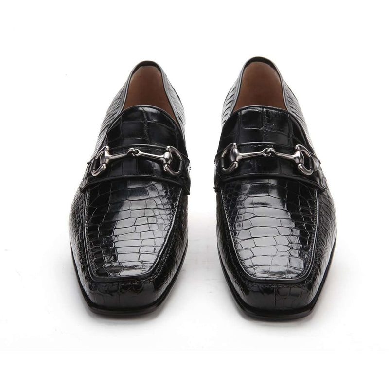Caporicci Men's Luxury Italian Shoes 9872 Alligator Black Loafers (CAP1119)-AmbrogioShoes