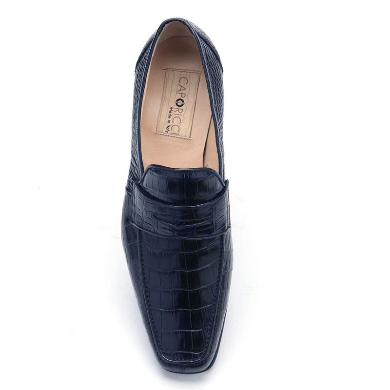 Caporicci 9961 Men's Luxury Italian Designer Shoes Navy Blue Alligator Loafers (CAP1021-BLU)-AmbrogioShoes