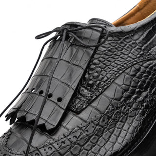 Caporicci Italian Black Exotic Alligator Golf Oxfords (CAP2013)-AmbrogioShoes
