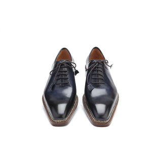 Caporicci Italian Mens Norwegian Construction Designer Shoes 1400 Leather Blue Navy Oxfords (CAP1108)