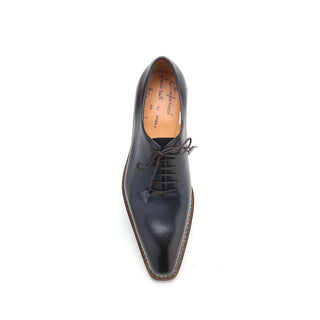 Caporicci Italian Mens Norwegian Construction Designer Shoes 1400 Leather Blue Navy Oxfords (CAP1108)