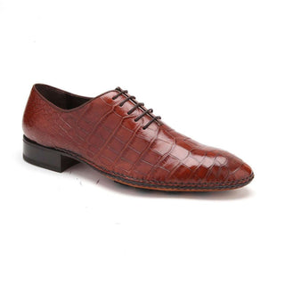 Caporicci Men's Luxury Italian Designer Shoes 2542 Aliigator Gold Oxfords (CAP1113)