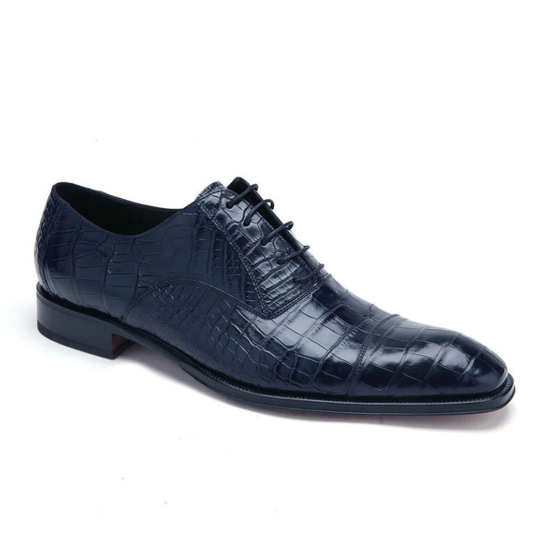 Caporicci Men's Luxury Italian Designer Shoes Navy Blue Alligator Oxfo ...