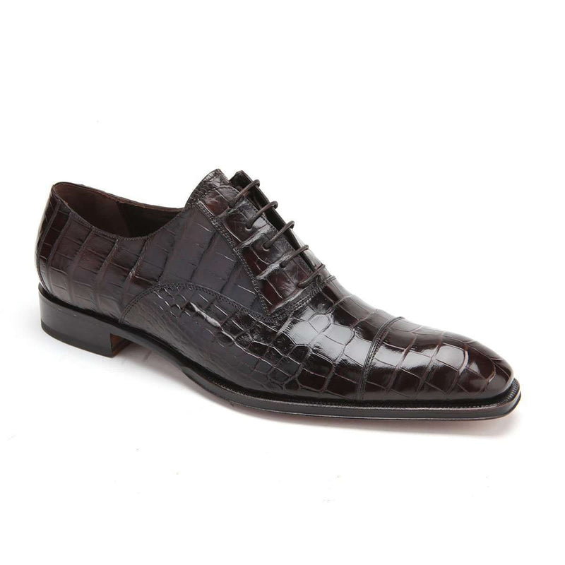 Caporicci Men's Luxury Italian Shoes Brown Alligator Oxfords ART1114 (CAP1008)-AmbrogioShoes