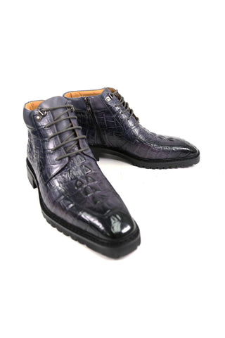 Carrucci Alligator Embossed Rugged Ankle Boot (CAR1018)-AmbrogioShoes