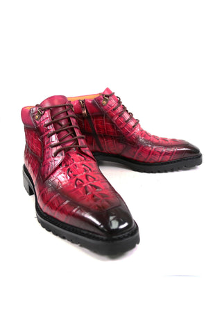 Carrucci Alligator Print Rugged Ankle Boot (CAR1018)-AmbrogioShoes