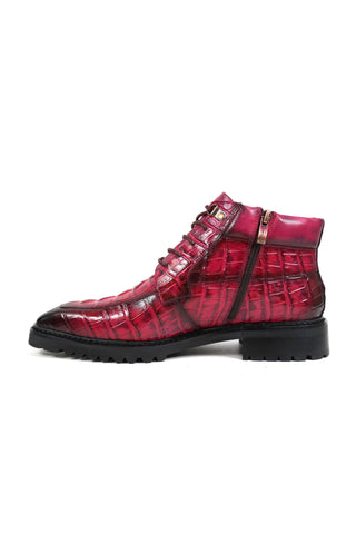 Carrucci Alligator Print Rugged Ankle Boot (CAR1018)-AmbrogioShoes