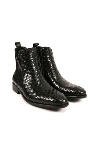 Carrucci Basket Weave Leather Chelsea Boots (CAR1023)-AmbrogioShoes