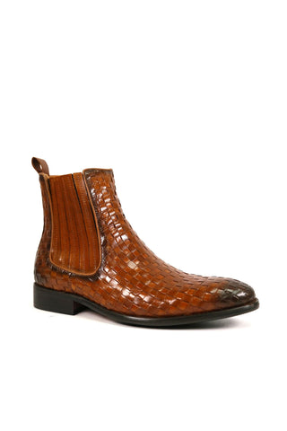 Carrucci Basket Weave Leather Chelsea Boots (CAR1023)-AmbrogioShoes