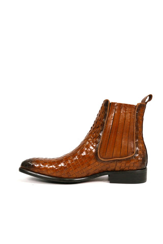 Carrucci Basket Weave Leather Chelsea Boots (CAR1023)-AmbrogioShoes