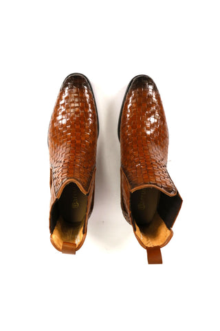 Carrucci Basket Weave Leather Chelsea Boots (CAR1023)-AmbrogioShoes