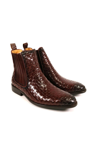 Carrucci Basket Weave Leather Chelsea Boots (CAR1023)-AmbrogioShoes