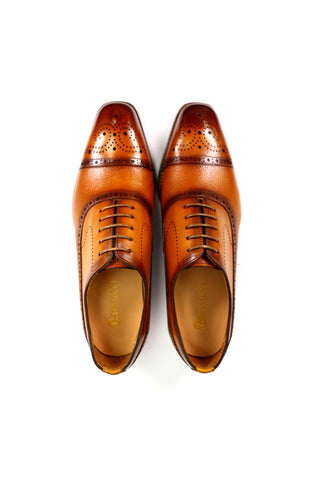 Carrucci Calf-Skin Leather Classic Cap-Toe Oxford (CAR1009)-AmbrogioShoes