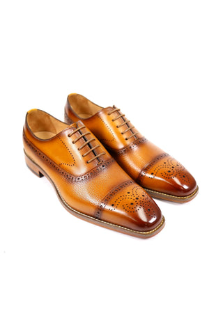 Carrucci Calf-Skin Leather Classic Cap-Toe Oxford (CAR1009)-AmbrogioShoes