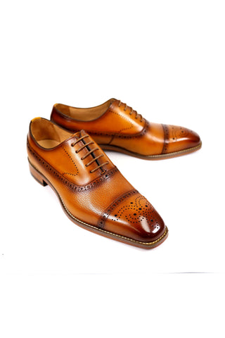 Carrucci Calf-Skin Leather Classic Cap-Toe Oxford (CAR1009)-AmbrogioShoes