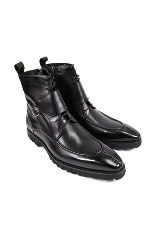 Carrucci Full Grain Leather Lace-Up Split-Toe Rugged Boot (CAR1012)-AmbrogioShoes