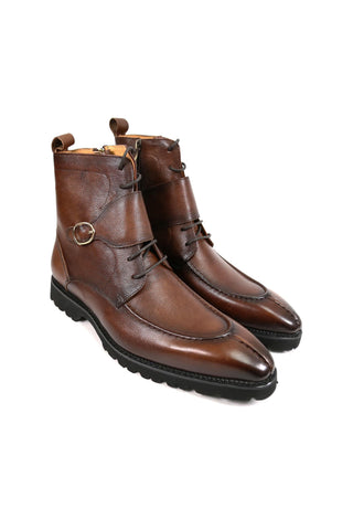 Carrucci Full Grain Leather Lace-Up Split-Toe Rugged Boot (CAR1012)-AmbrogioShoes