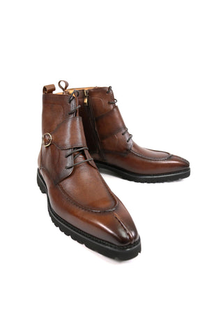 Carrucci Full Grain Leather Lace-Up Split-Toe Rugged Boot (CAR1012)-AmbrogioShoes