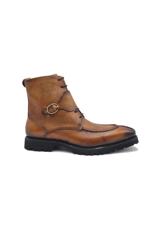 Carrucci Full Grain Leather Lace-Up Split-Toe Rugged Boot (CAR1012)-AmbrogioShoes