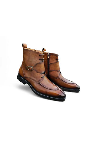 Carrucci Full Grain Leather Lace-Up Split-Toe Rugged Boot (CAR1012)-AmbrogioShoes
