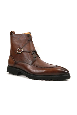Carrucci Full Grain Leather Lace-Up Split-Toe Rugged Boot (CAR1012)-AmbrogioShoes