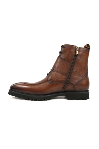Carrucci Full Grain Leather Lace-Up Split-Toe Rugged Boot (CAR1012)-AmbrogioShoes