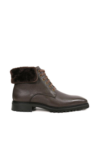 Carrucci Full Grain Leather / Leather Faux Shearling Rugged Boot (CAR1022)-AmbrogioShoes