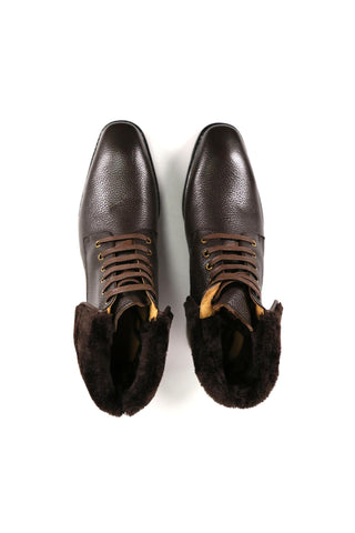 Carrucci Full Grain Leather / Leather Faux Shearling Rugged Boot (CAR1022)-AmbrogioShoes
