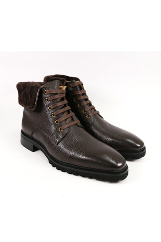 Carrucci Full Grain Leather / Leather Faux Shearling Rugged Boot (CAR1022)-AmbrogioShoes