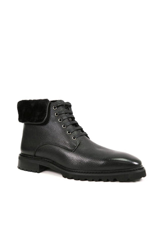 Carrucci Full Grain Leather / Leather Faux Shearling Rugged Boot (CAR1022)-AmbrogioShoes
