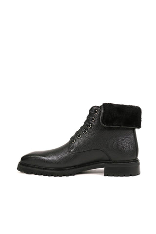 Carrucci Full Grain Leather / Leather Faux Shearling Rugged Boot (CAR1022)-AmbrogioShoes
