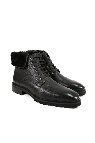 Carrucci Full Grain Leather / Leather Faux Shearling Rugged Boot (CAR1022)-AmbrogioShoes
